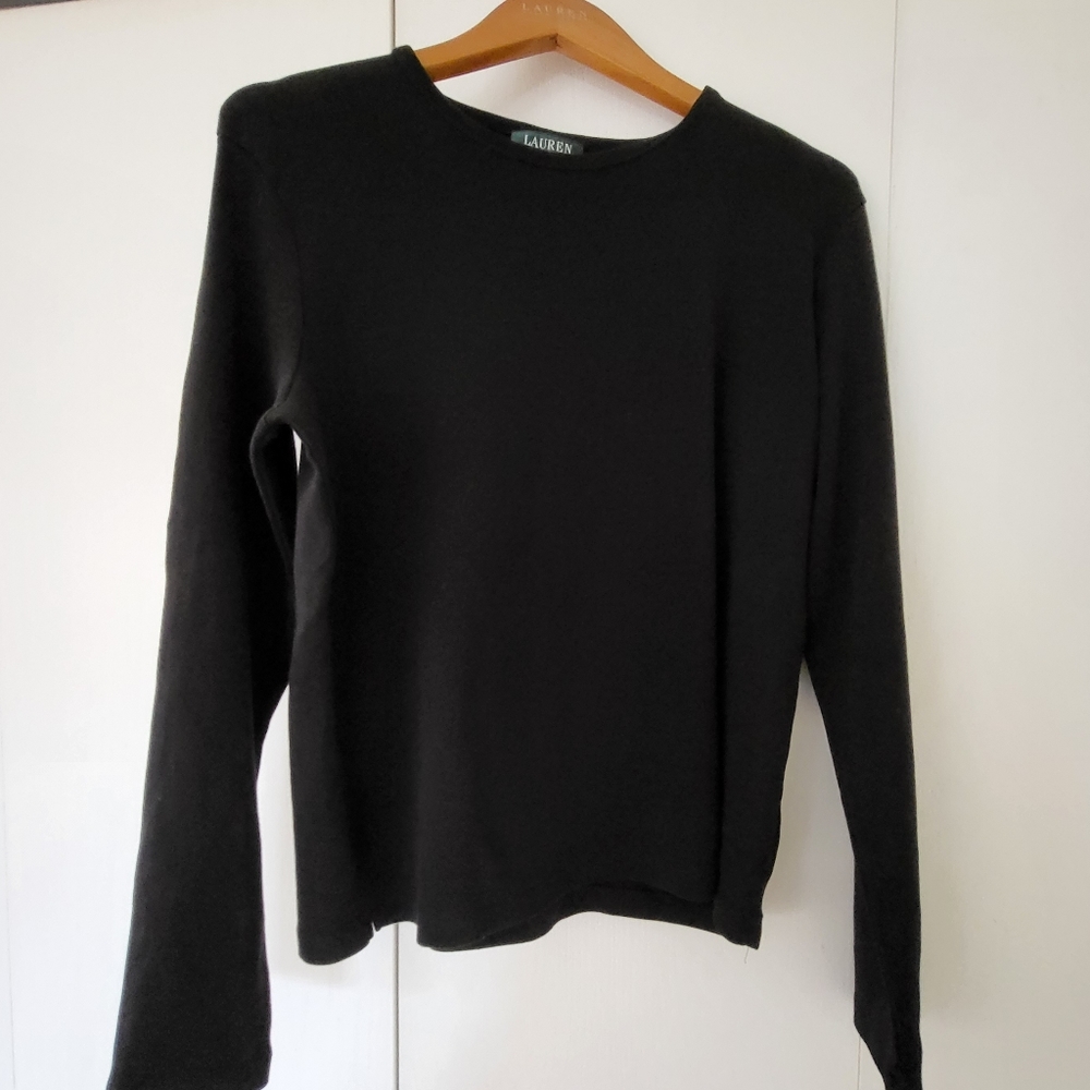 Ralph Lauren Black Long Sleeve Shirt With Sleeve Pocket Sz L